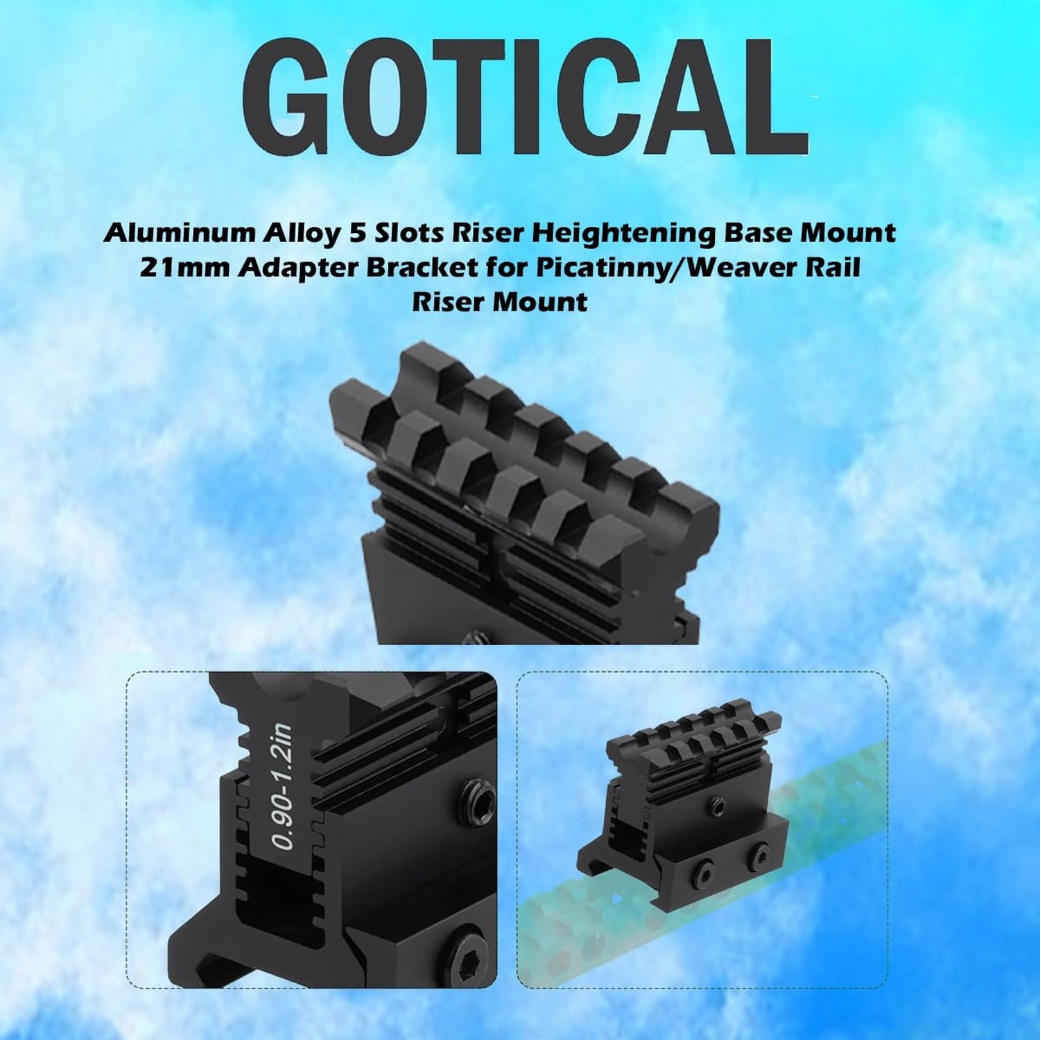 360 Tactical Picatinny Riser Mount Adjustable Height Lockdown Series with Qui...