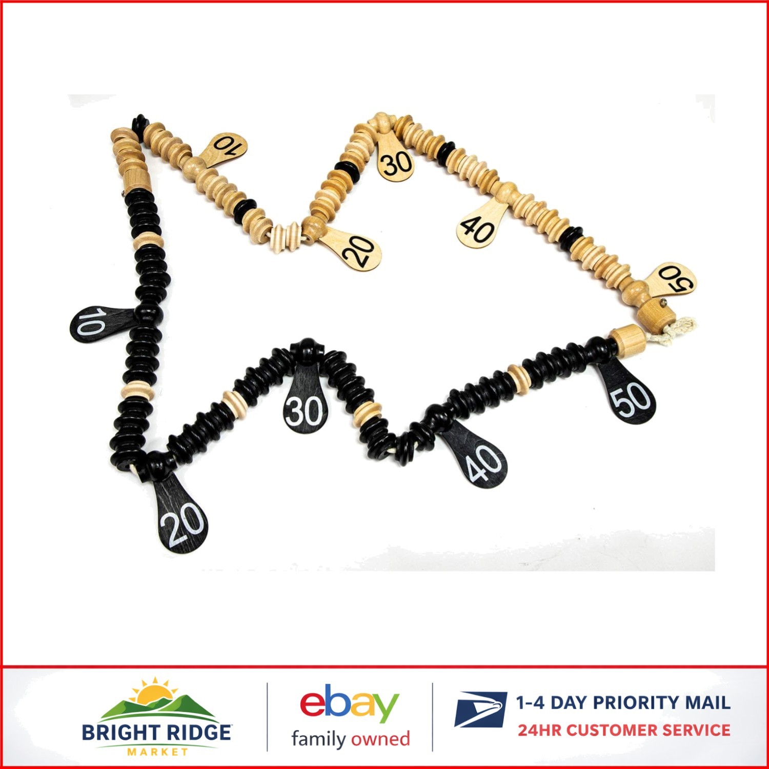 24-Inch Billiard Table Score Keeper with Wooden Beads and Portrait Orientation