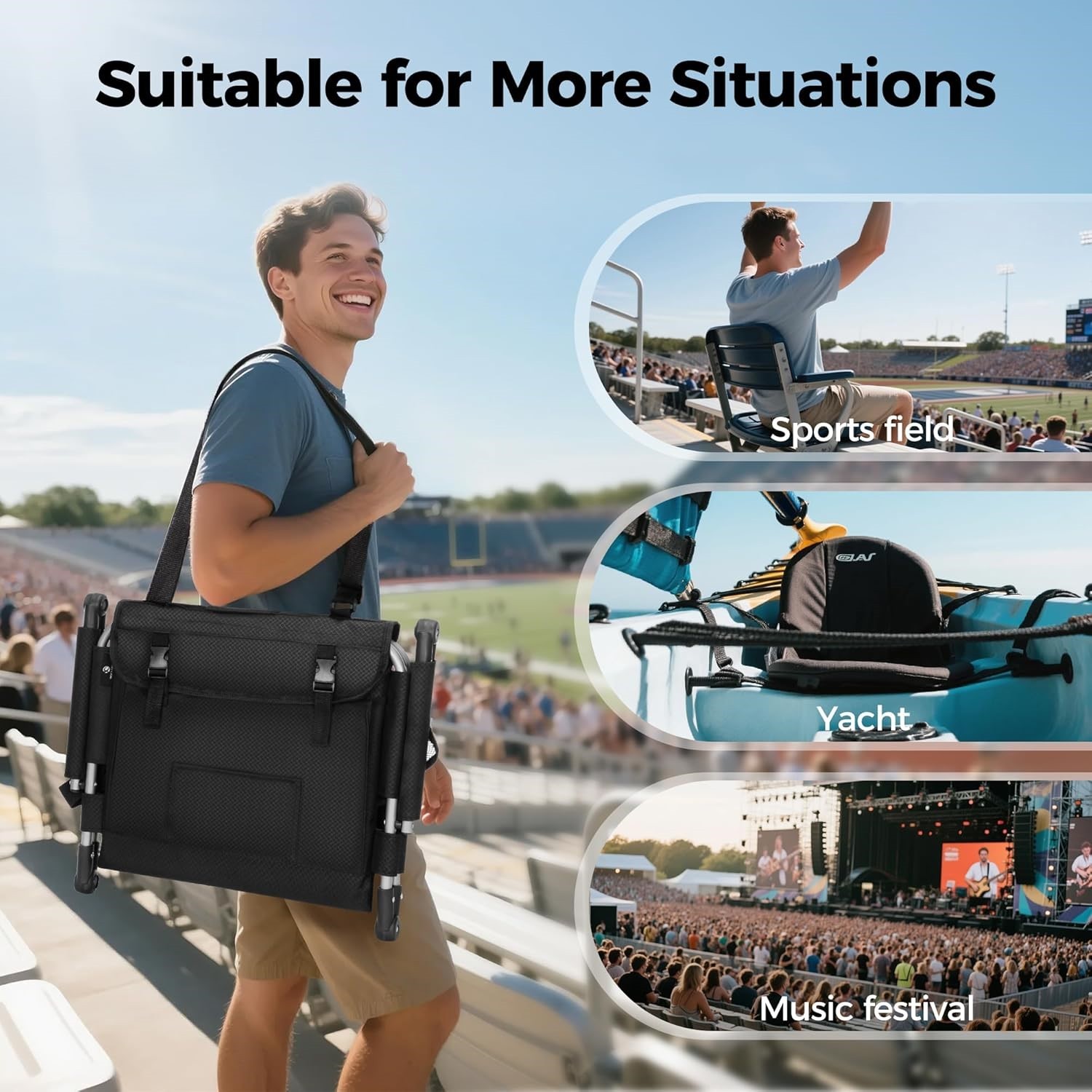 Lightweight Bleacher Mounted Stadium Seat w/Back & Arm Rest & Cupholder