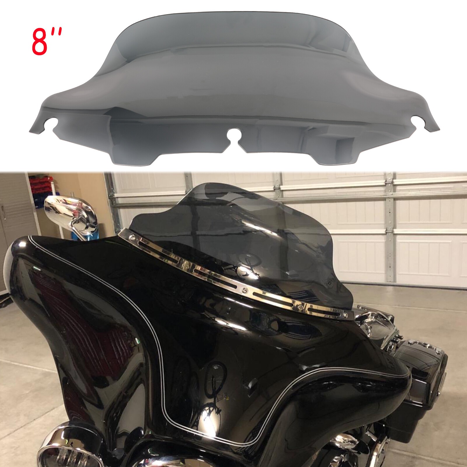 8" Wave Windshield Windscreen For-Harley CVO Ultra Classic Electra Glide FLHTCU