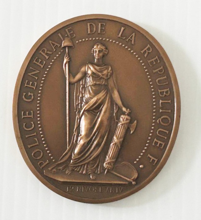 FRENCH Vintage Police Commemorative Medal With Fitted Case