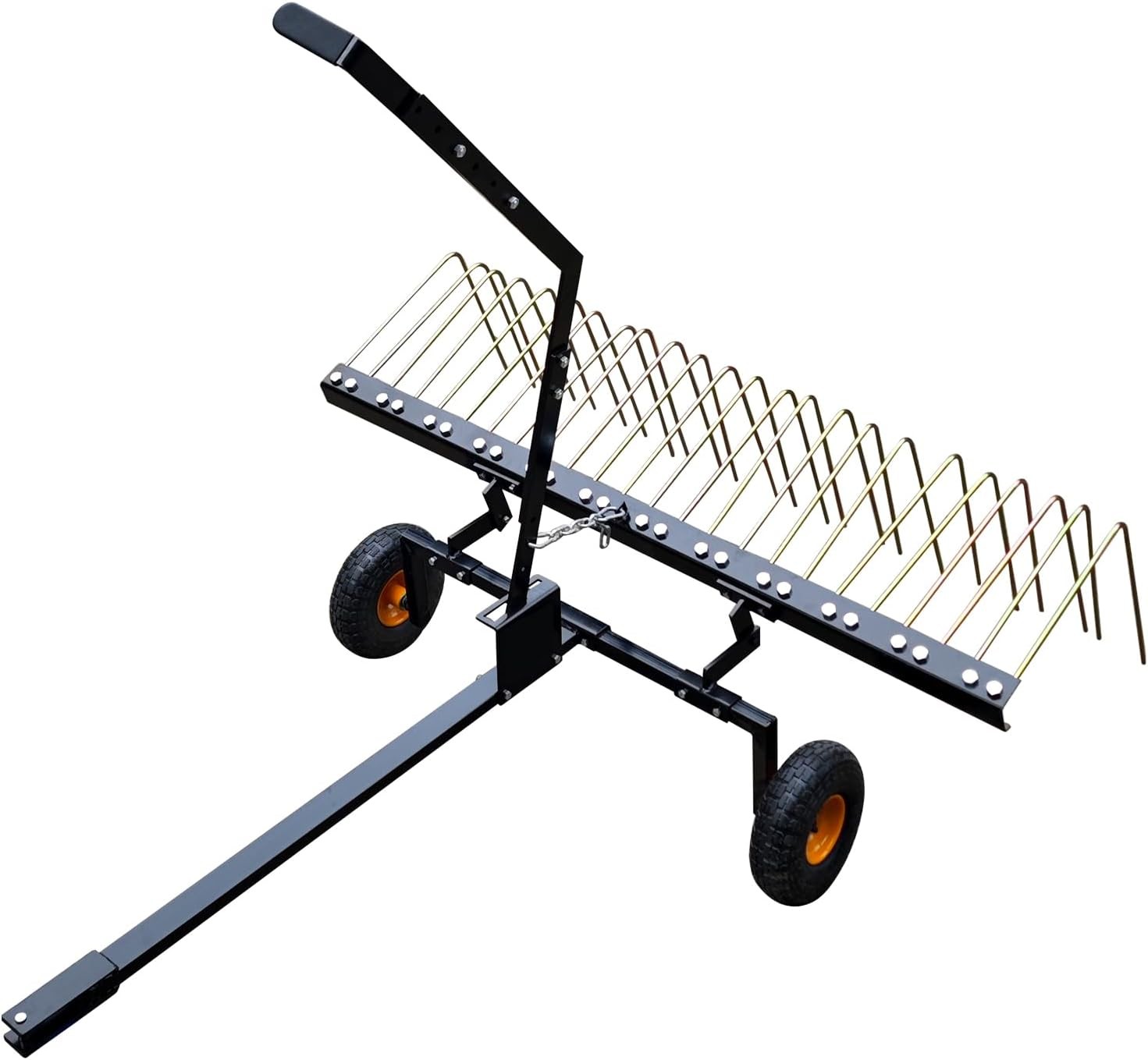 60" ATV UTV & Lawn Tractor Tow Behind Steel Landscape Rake Pull Dethatcher