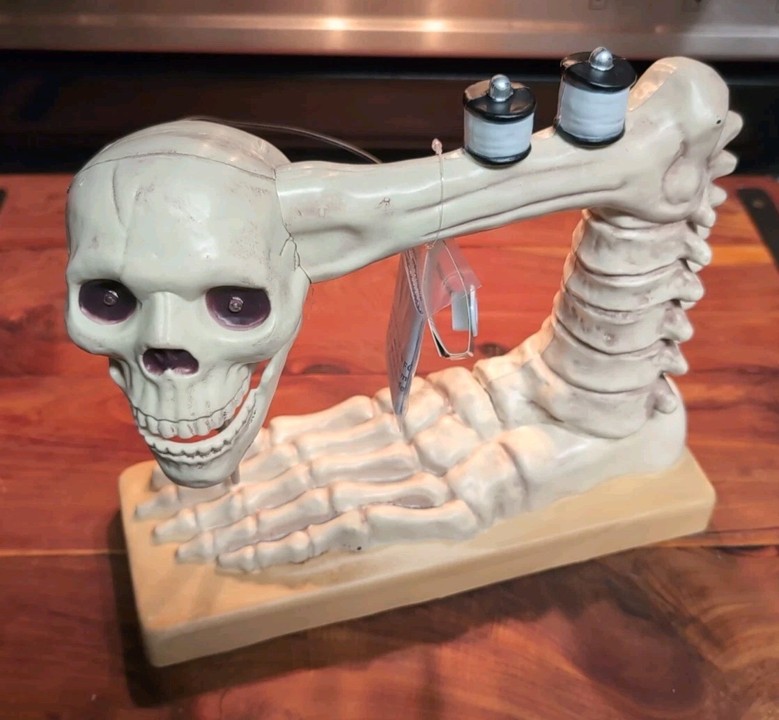 Skeleton Sewing Machine Halloween Spooky Sounds LED Eyes AUTHENTIC Place & Time