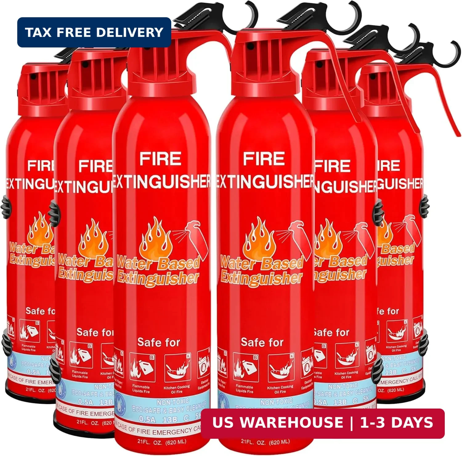 Fire Extinguisher for Home with Mount, 6 Pack Upgraded 8-in-1 Portable Fire Exti