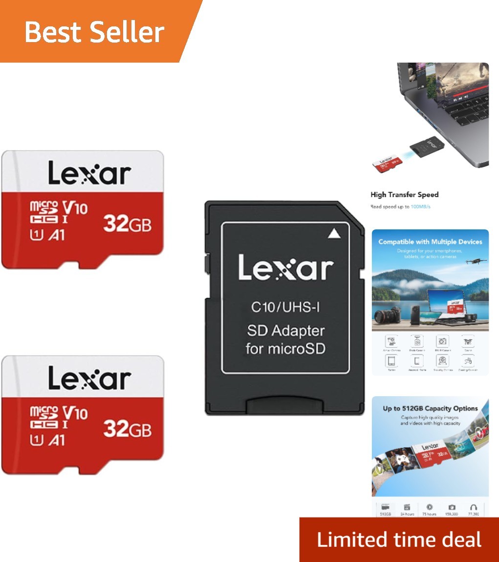 32GB Micro SDHC Card Set with Adapter - Magnetic Proof & 100MB/s Speed
