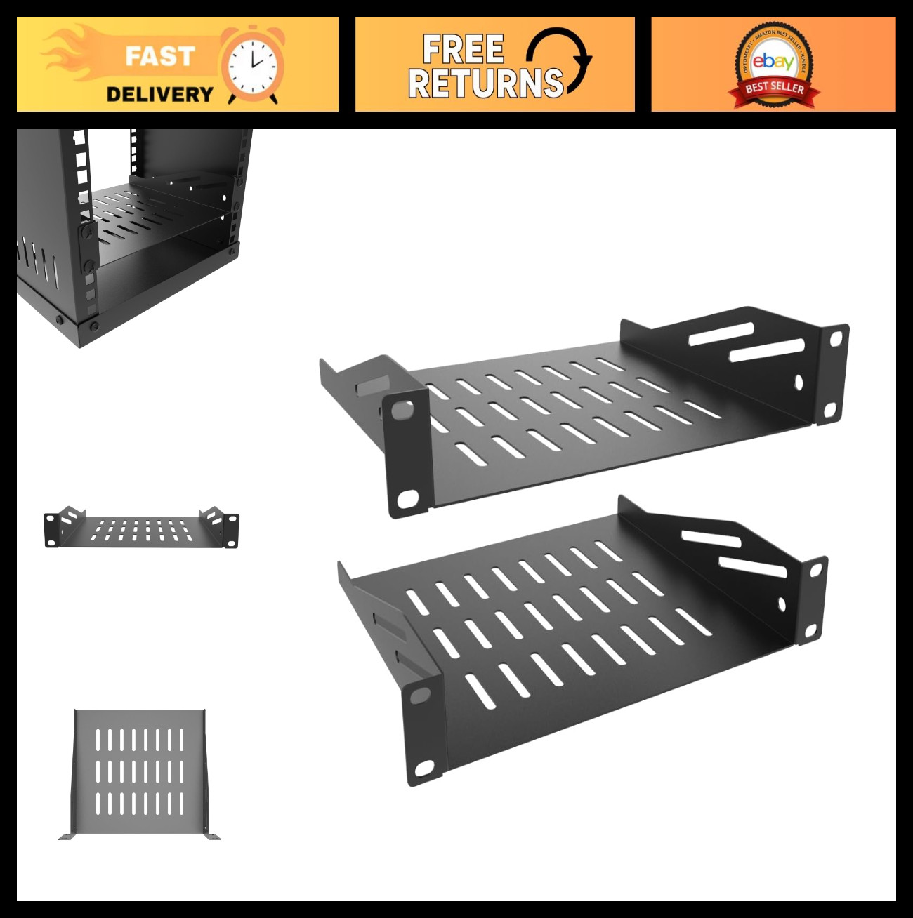 Vented 1U Mini Server Rack Shelf Tray - 2 PCS for 10" Network Equipment Cabinet