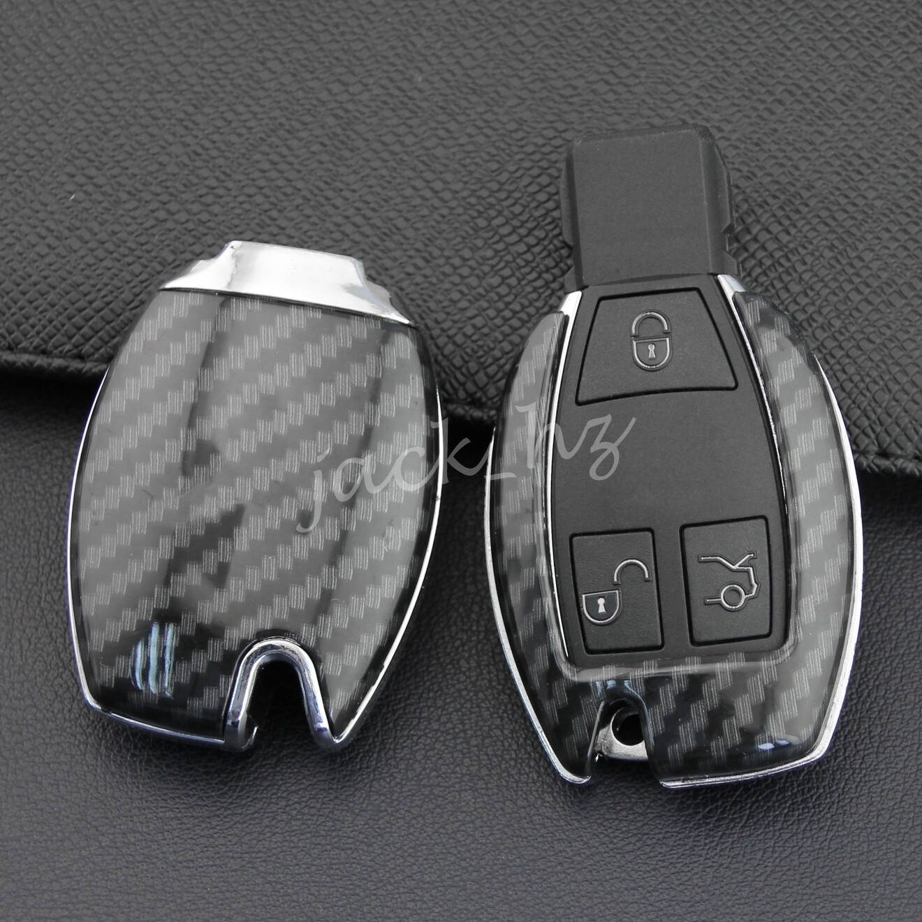 For Mercedes-Benz Carbon Fiber Car Key Fob Cover Case Holder Shell Accessories