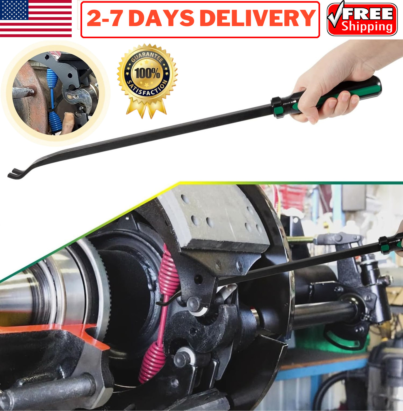 Brake Return Spring Tool for Commercial Trucks & Trailers Drum S-cam Semi Brakes