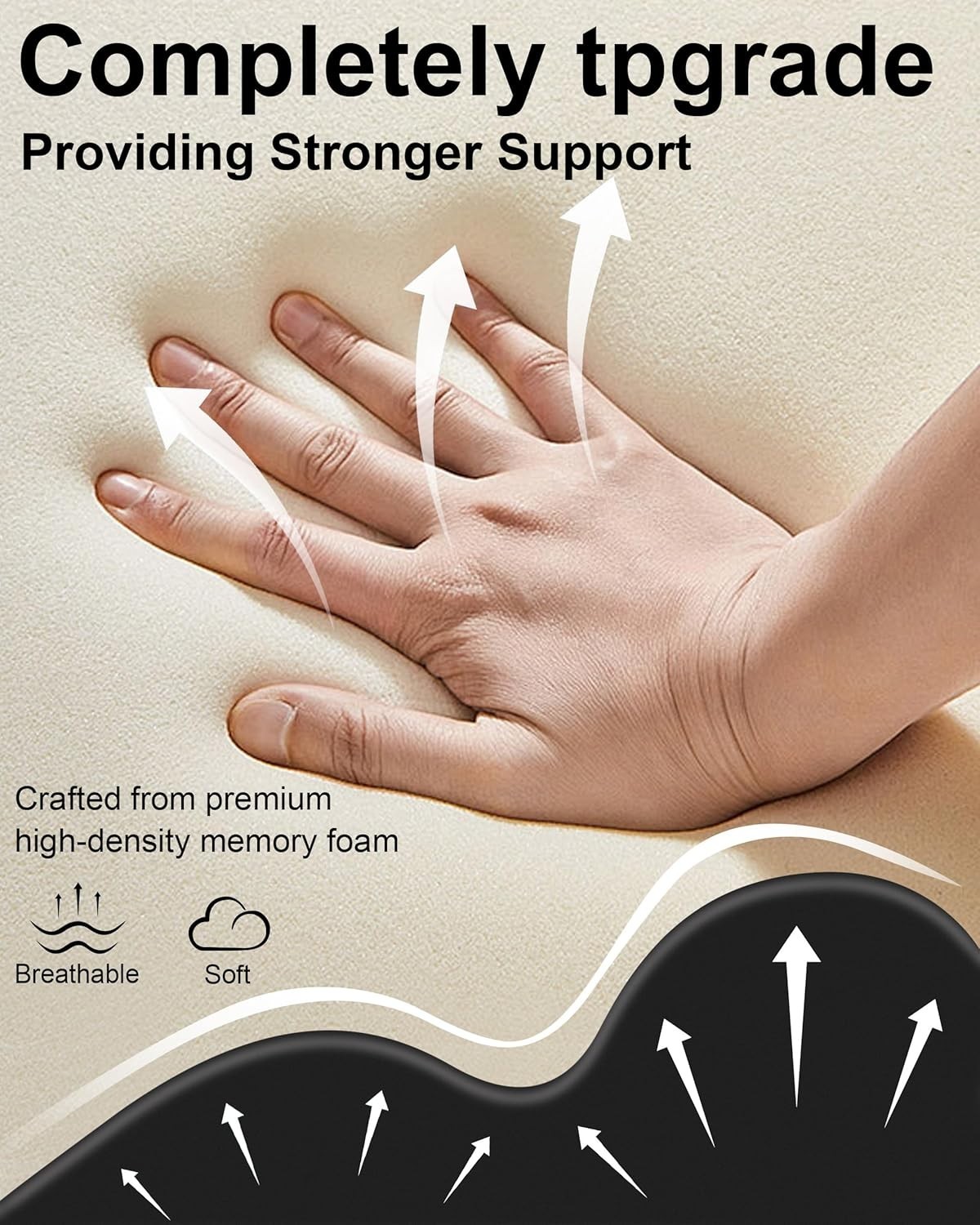 Ergonomic Memory Foam Wedge Pillow, 27° Angled Support for Neck and Waist