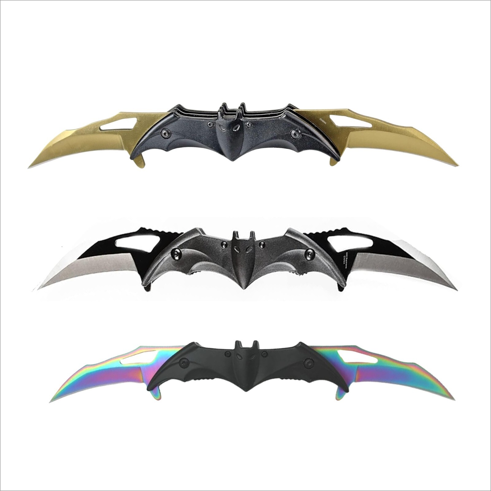 BAT Twin Blade Knives Pocket Knife , Comics Cosplay Pocket Knife for Batmen Fans