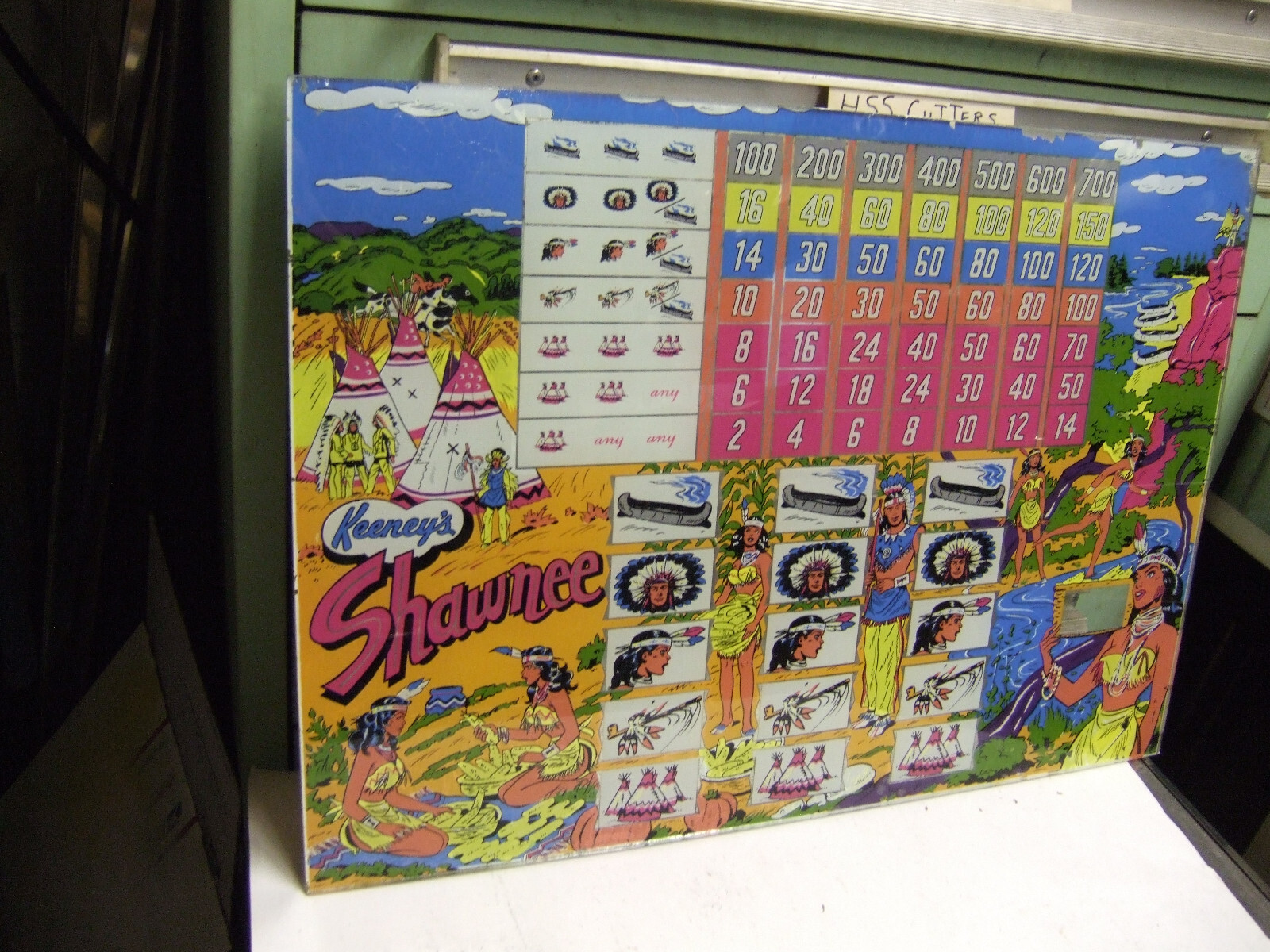Bally bingo pinball BACK GLASS SHAWNEE ( KEENEY)