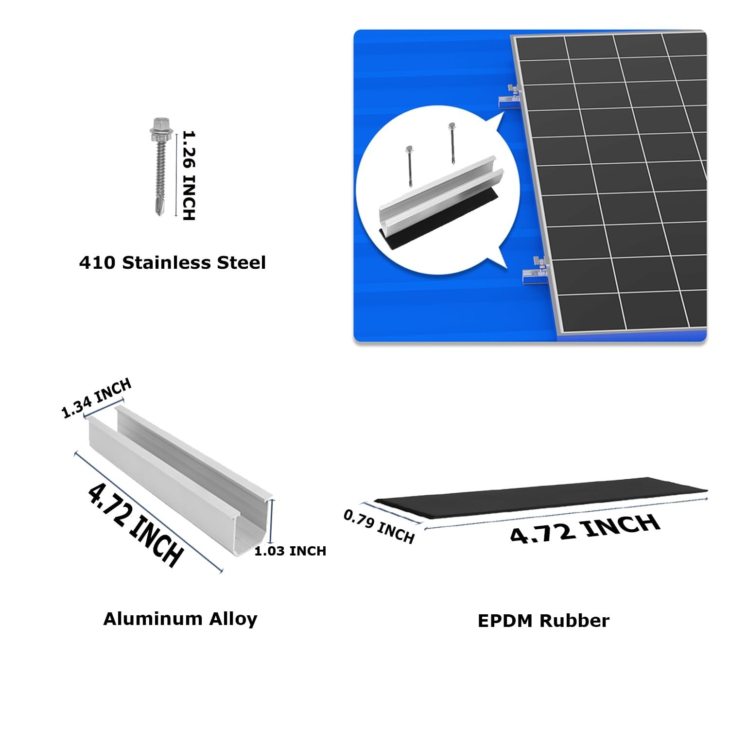 Solar Panel Mounting Brackets, Roof Mount Kit, 2pcs in A Row Assembly | Rails...