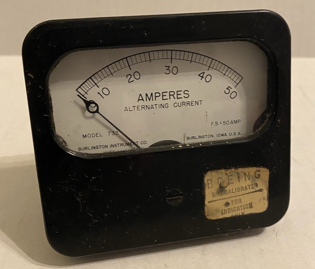 Burlington Model 732 Analog Amperes Alternating Current Panel Meter 50 AMP