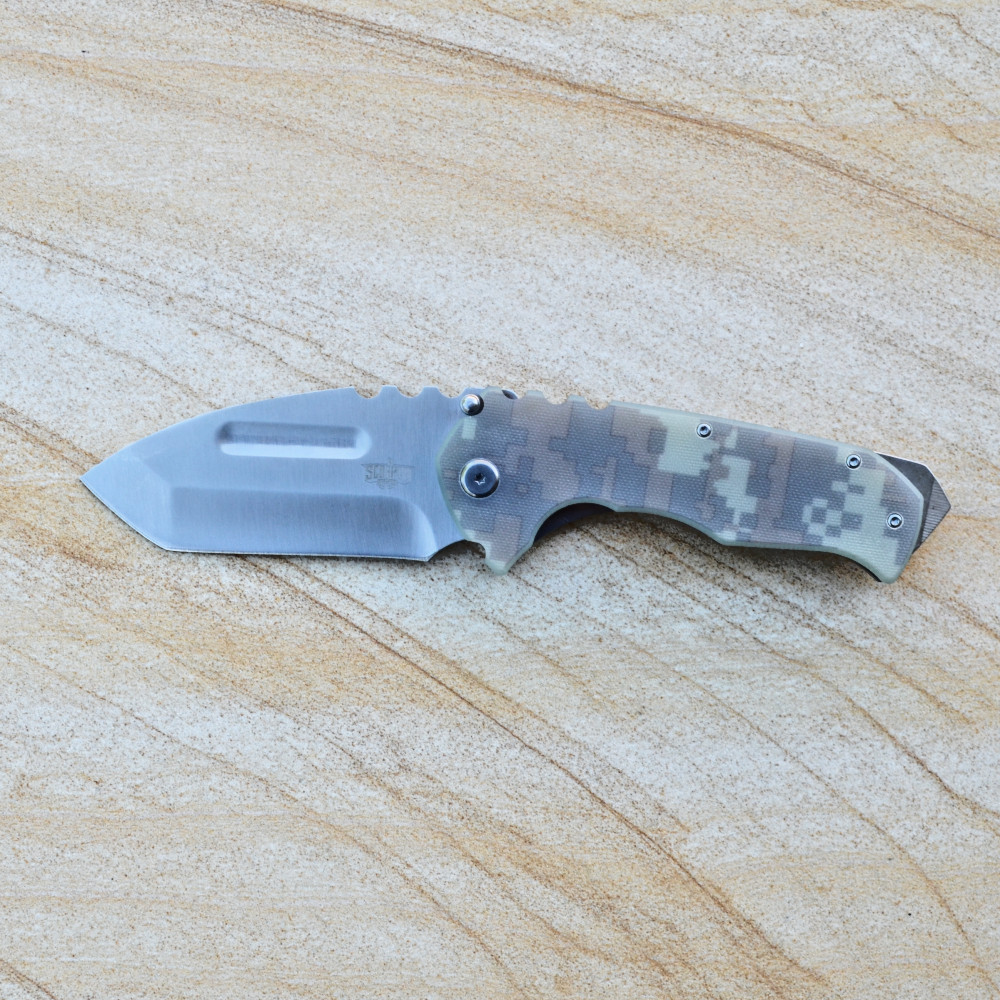 HUGE Folding Knife Steel Knife Pocket Bearings Steel D2 Steel G10 SCORPCO Camo S