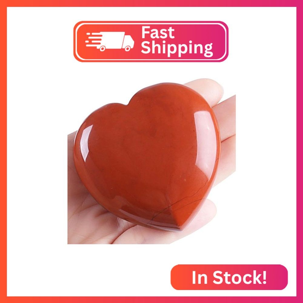 MAIBAOTA 60 mm Red Jasper Crystals Large Heart Red Stone Healing Crystals Natura