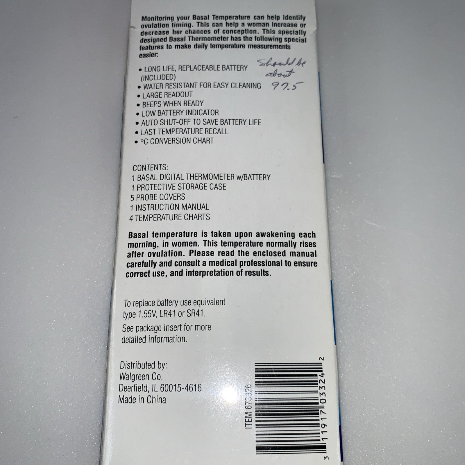 Walgreens Basal Digital Thermometer Water Resistant
