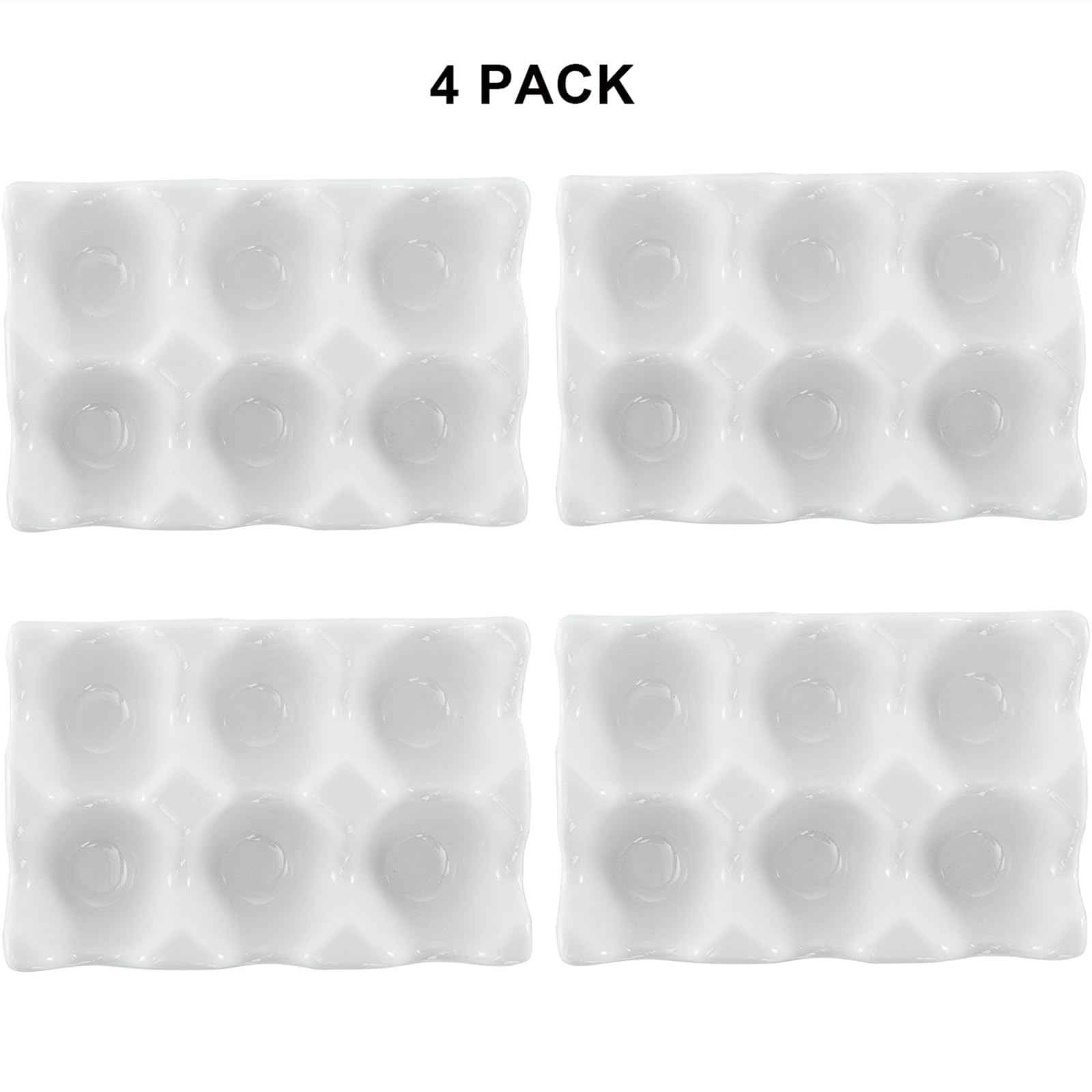 4 Pack Porcelain Egg Container, Ceramic Eggs Keeper Storage Organizer for Dis...