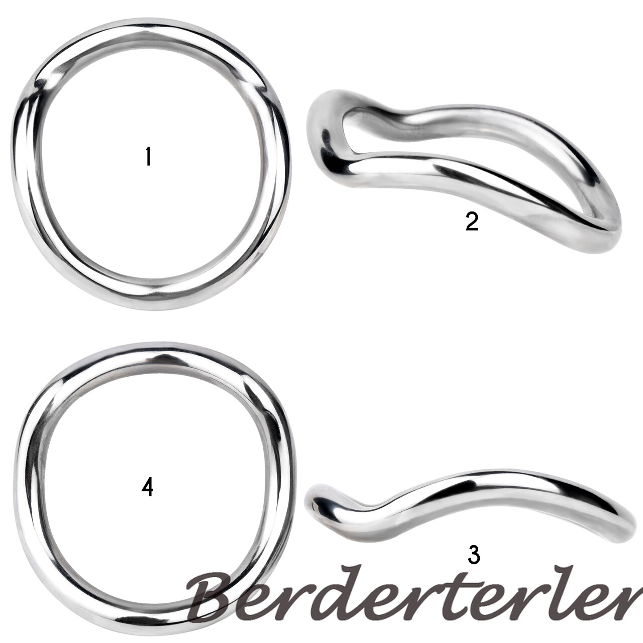 Chrome Golden Metal Rings Delay Ejaculation Curved Rings for Men Ball Stretcher