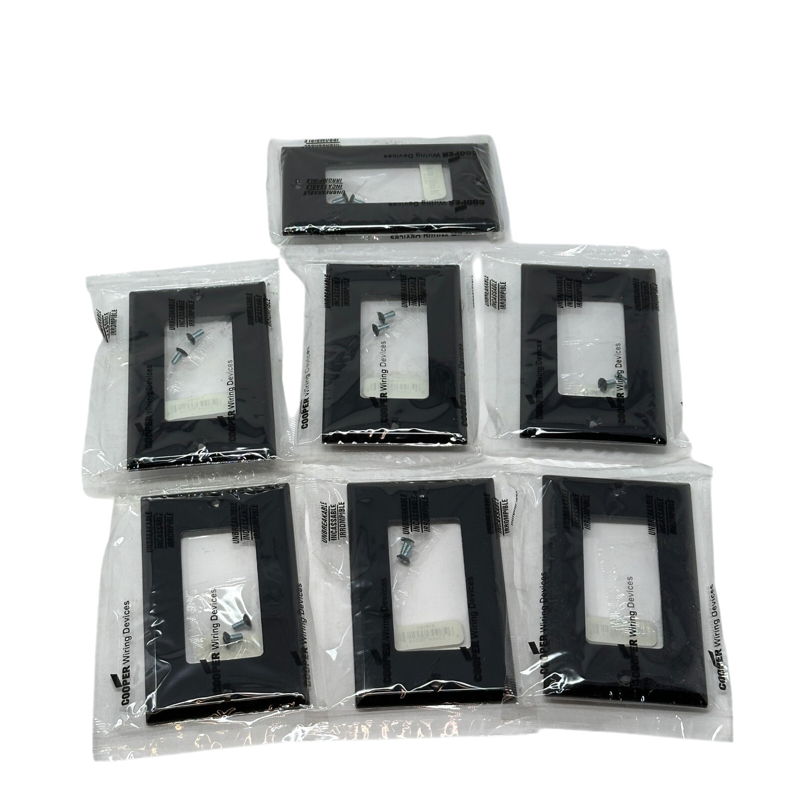 Lot of 7 Cooper Wiring Devices 5151BK Wallplates 1 Gang Decorator Nylon