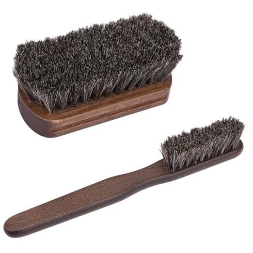2 PCS Leather Brush Car Detailing, Horse Hair Brush, Upholstery Brush for 2 Pcs