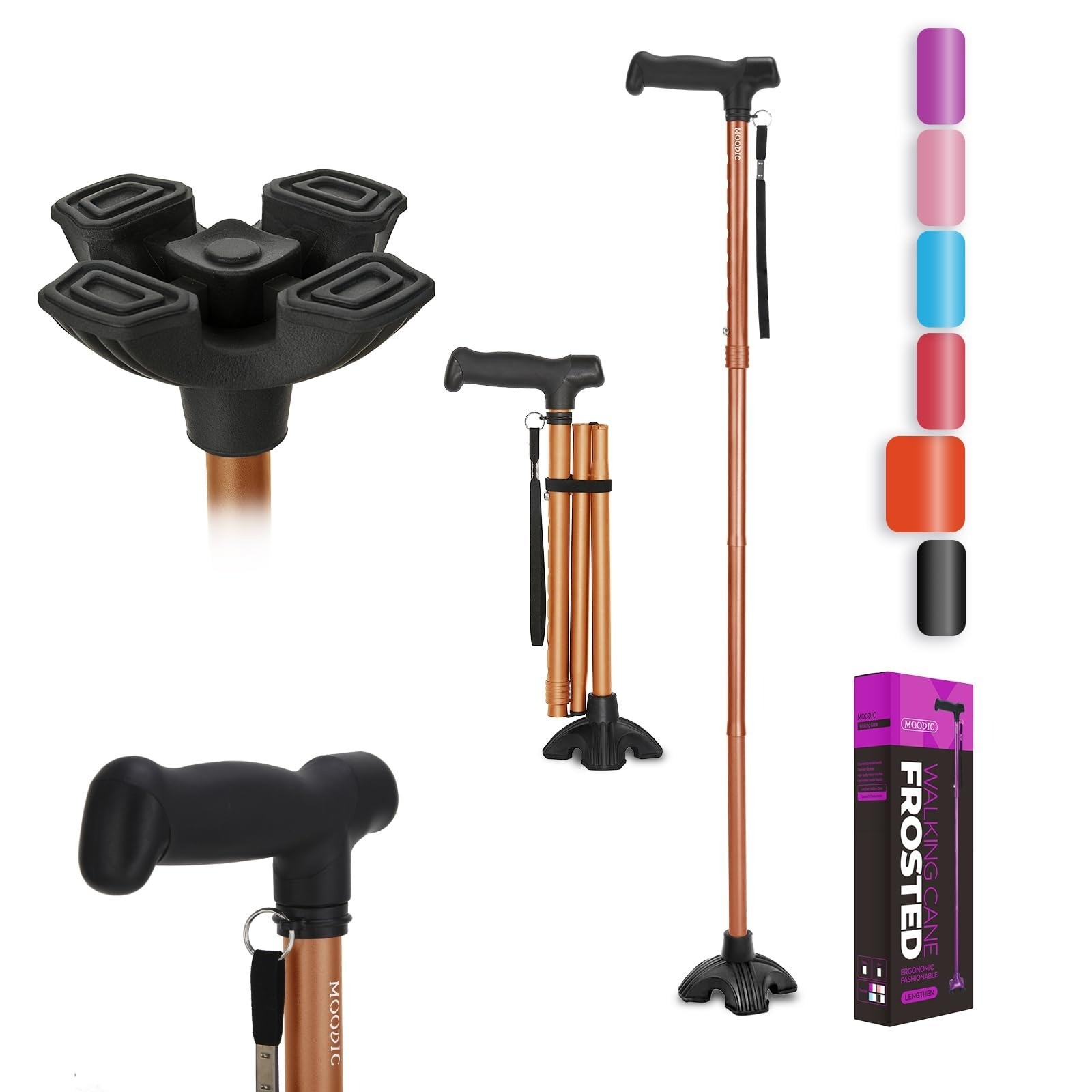 MOODIC Extra Tall Walking Cane, 300 lbs Capacity, Adjustable Height, Blue