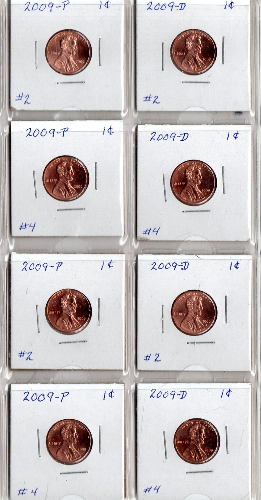 2009 P & D YEARS BU 8 (EIGHT) Penny SINGLES FROM ROLLS