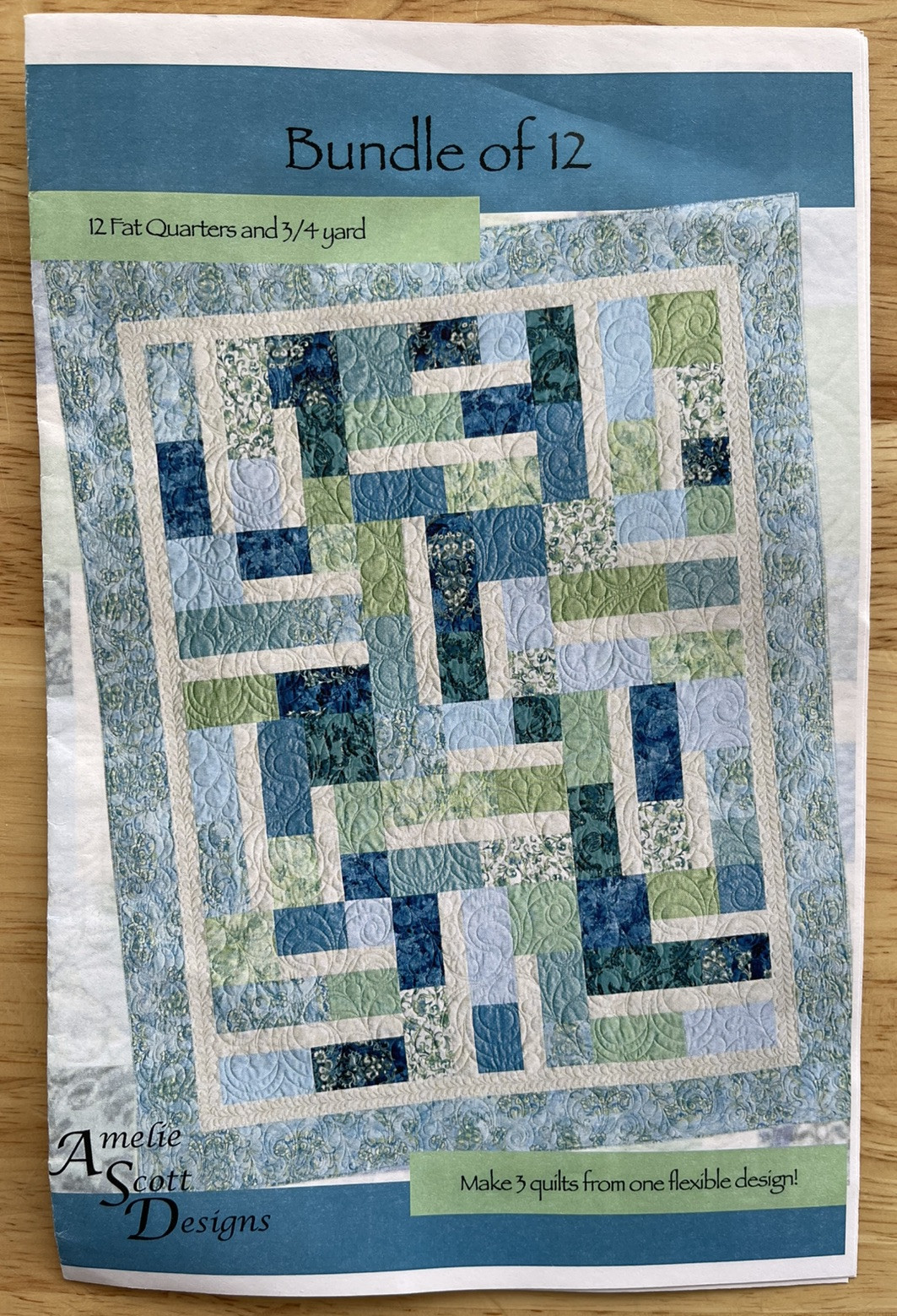 Amelie Scott Designs “BUNDLE OF 12” Make 3 Quilts From One Flexible Design