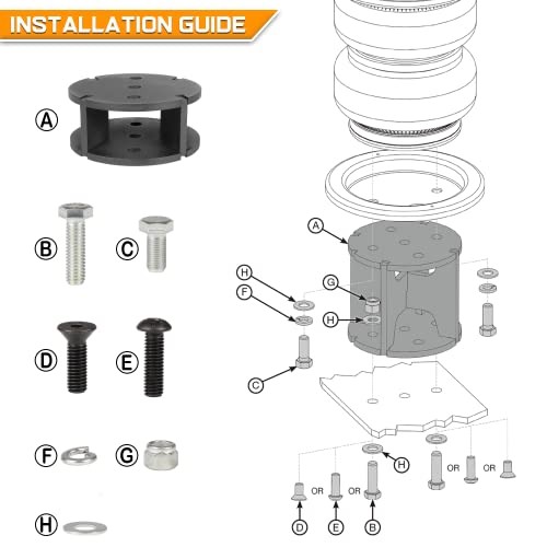 52420 Air Spring Spacers 2” Lift Spacers Compatible with Most Air Spring Lift