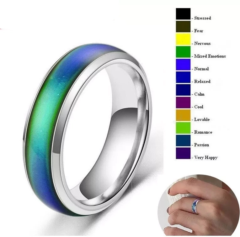 Stainless Steel Plated Color Changing Mood Ring Temperature Women Men 6-12 R46
