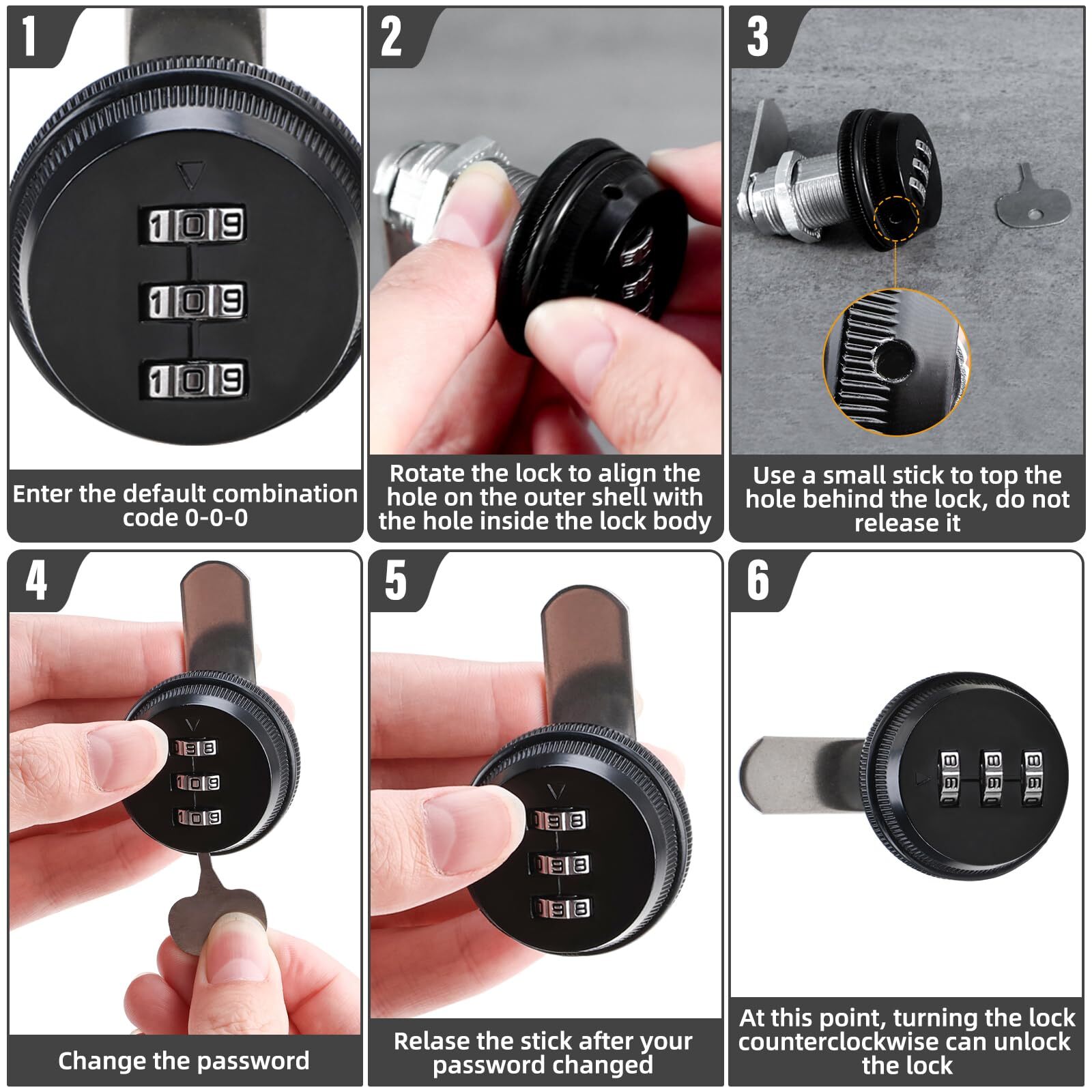 RealPlus Combination Cam Locks 3/4" Cylinder Cabinet Lock Security Cam Lock