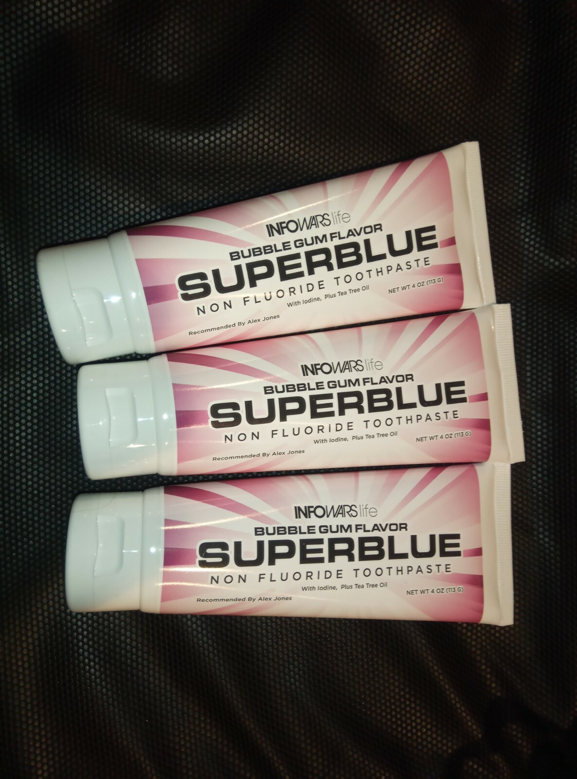 (3 tubes) SUPERBLUE Bubblegum Non-Fluoride Toothpaste with Iodine