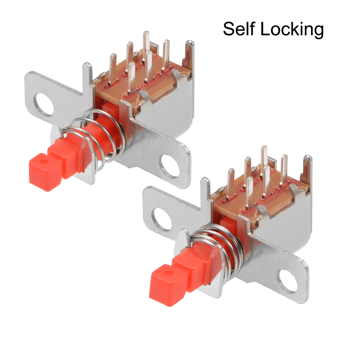 Push Button Switch, DPDT 6 Pin 1 Position Self-Locking Red 10pcs