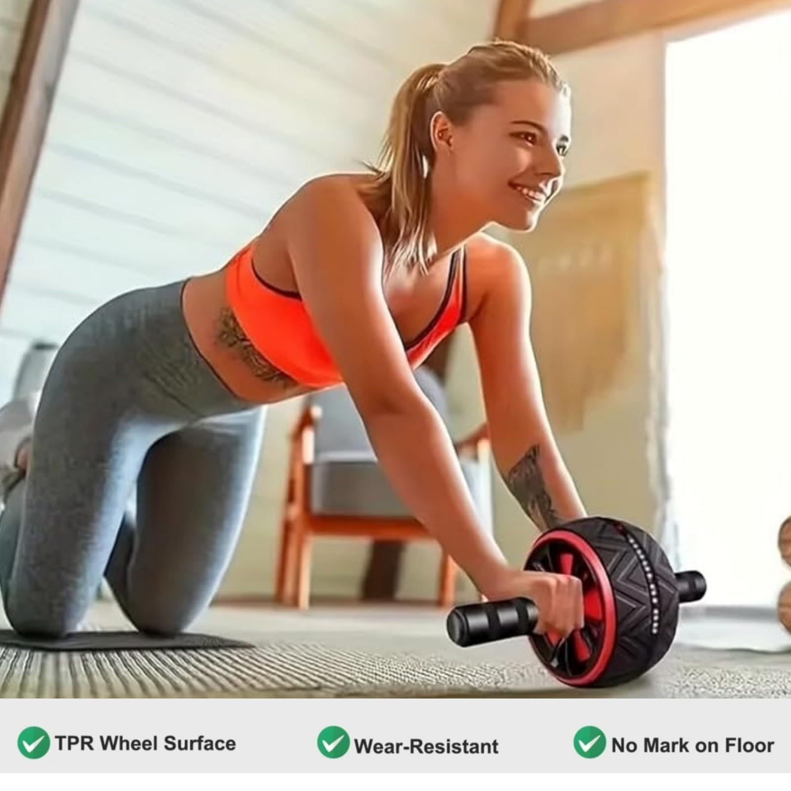 Ab Roller Wheel with Knee Mat for Core Strength Training and Home Workouts