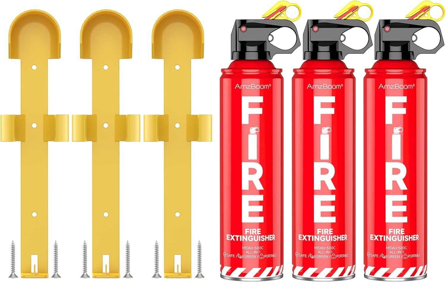 Lightweight Fire Extinguisher Set with Mounting Brackets - 3 Pack for All Fires
