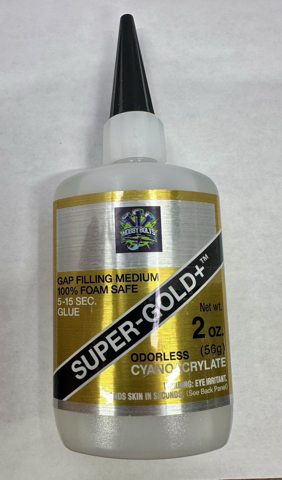 Bob Smith Foam Safe 2oz Super-Gold+ Medium CA Glue. Hobby Bolts, BSI Super Glue