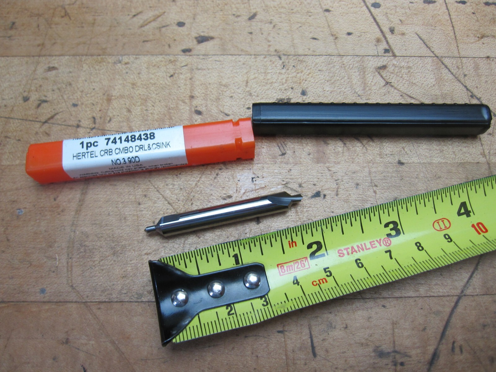 Hertel #3 1/4" body 90 degree solid carbide combined center drill countersink