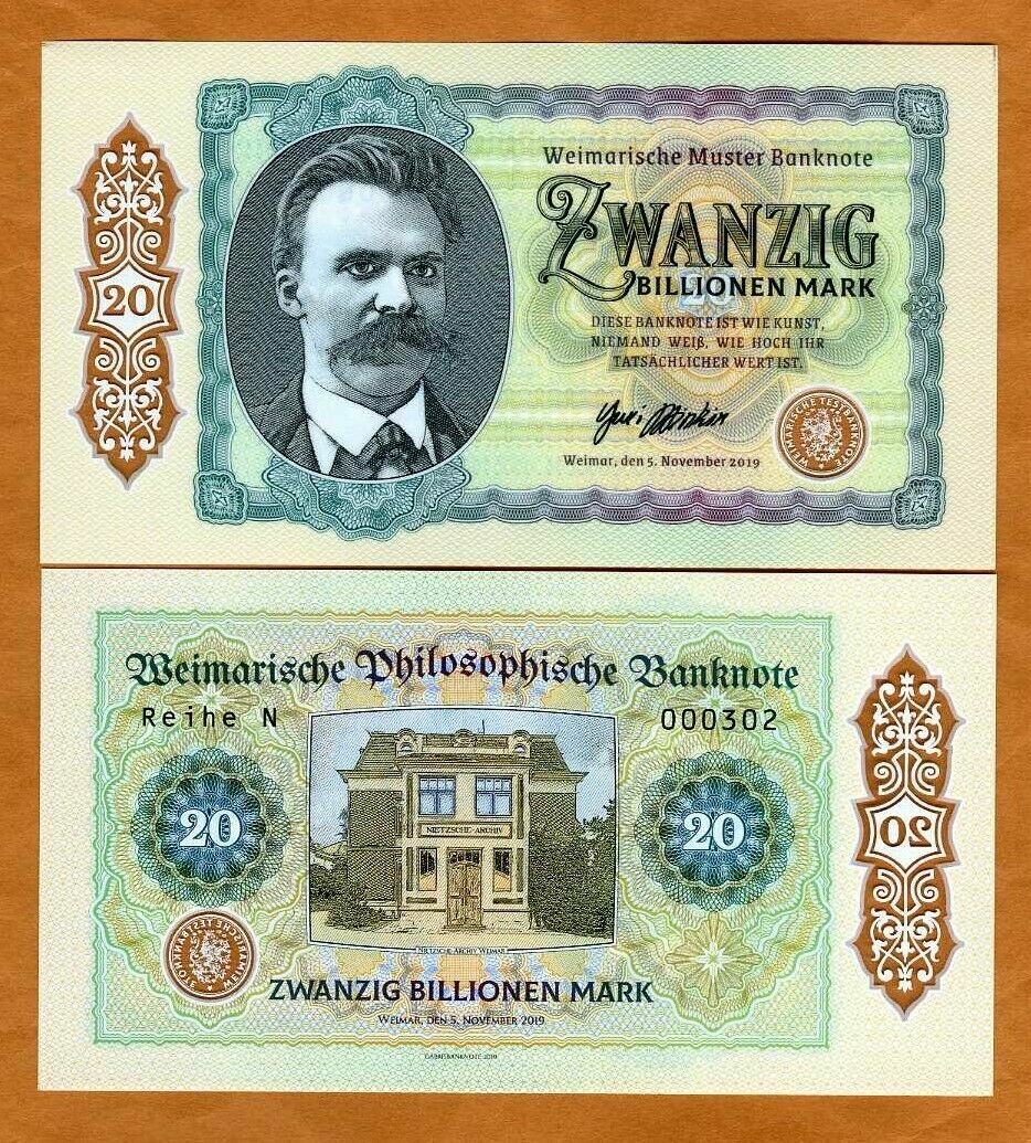 GERMANY 20 Billion Marks 2019 Series N Nietzsche FANTASY Polymer Banknote