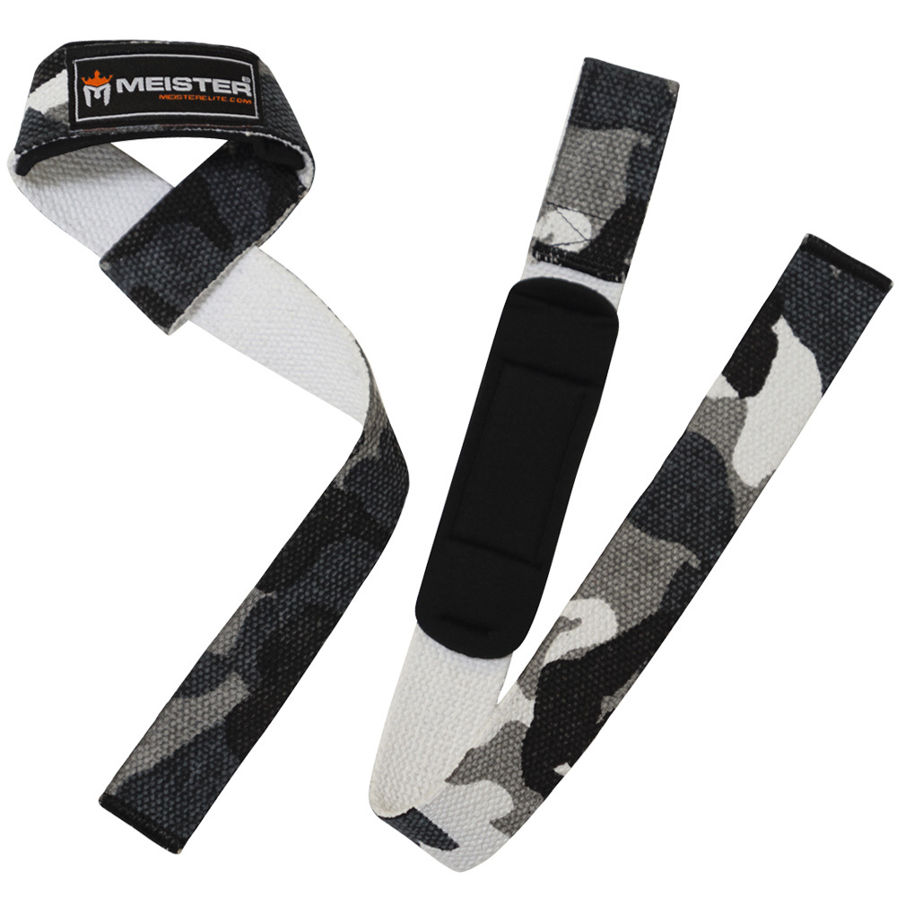 NEOPRENE-PADDED URBAN CAMO WEIGHT LIFTING STRAPS Bar Wrist Wraps MEISTER NO-SLIP