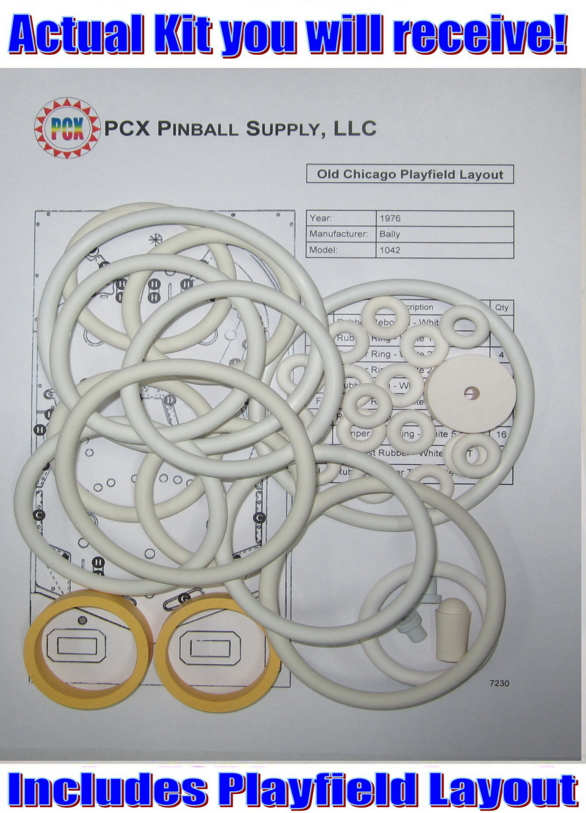 1976 Bally Old Chicago Pinball Machine Rubber Ring Kit