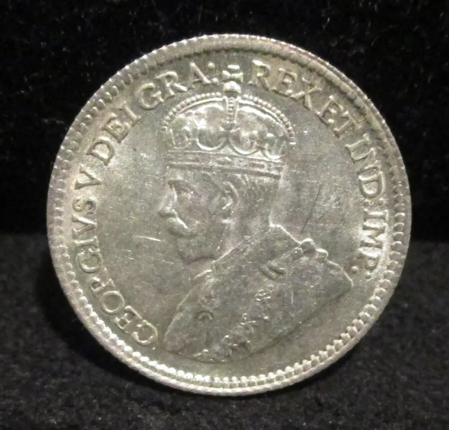1918 Royal Canadian Mint Uncirculated Five Cent Silver w/ Vintage ANACS Cert