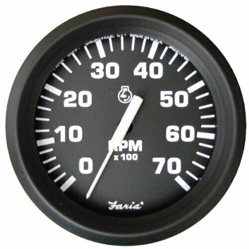 Faria Instruments Euro 4" Gauge 7000 RPM Tachometer Black All Outboard F32805