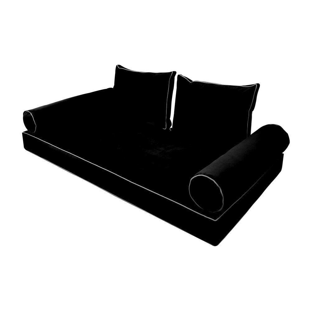 SLIPCOVER ONLY V1 Velvet Indoor Daybed Mattress Pillow Contrast Trim Twin AD374