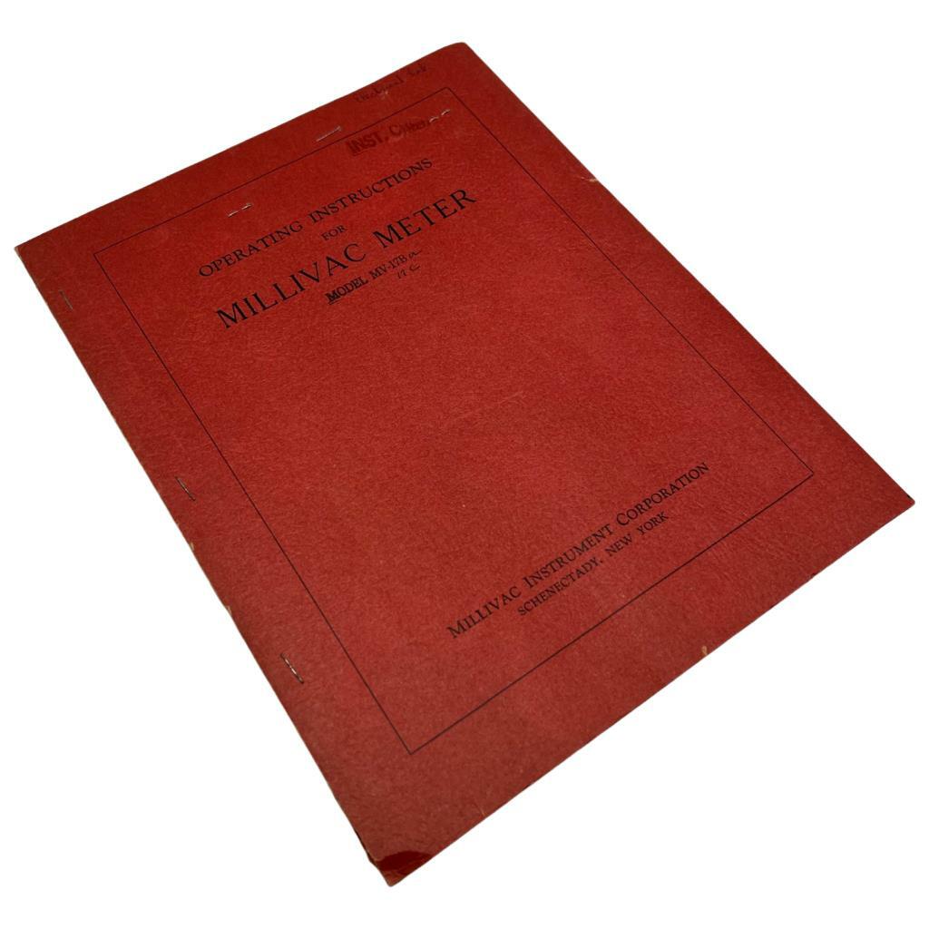 Millivac Instrument Corp. Millivac MV-17B,17A,17C Meter Operating Manual