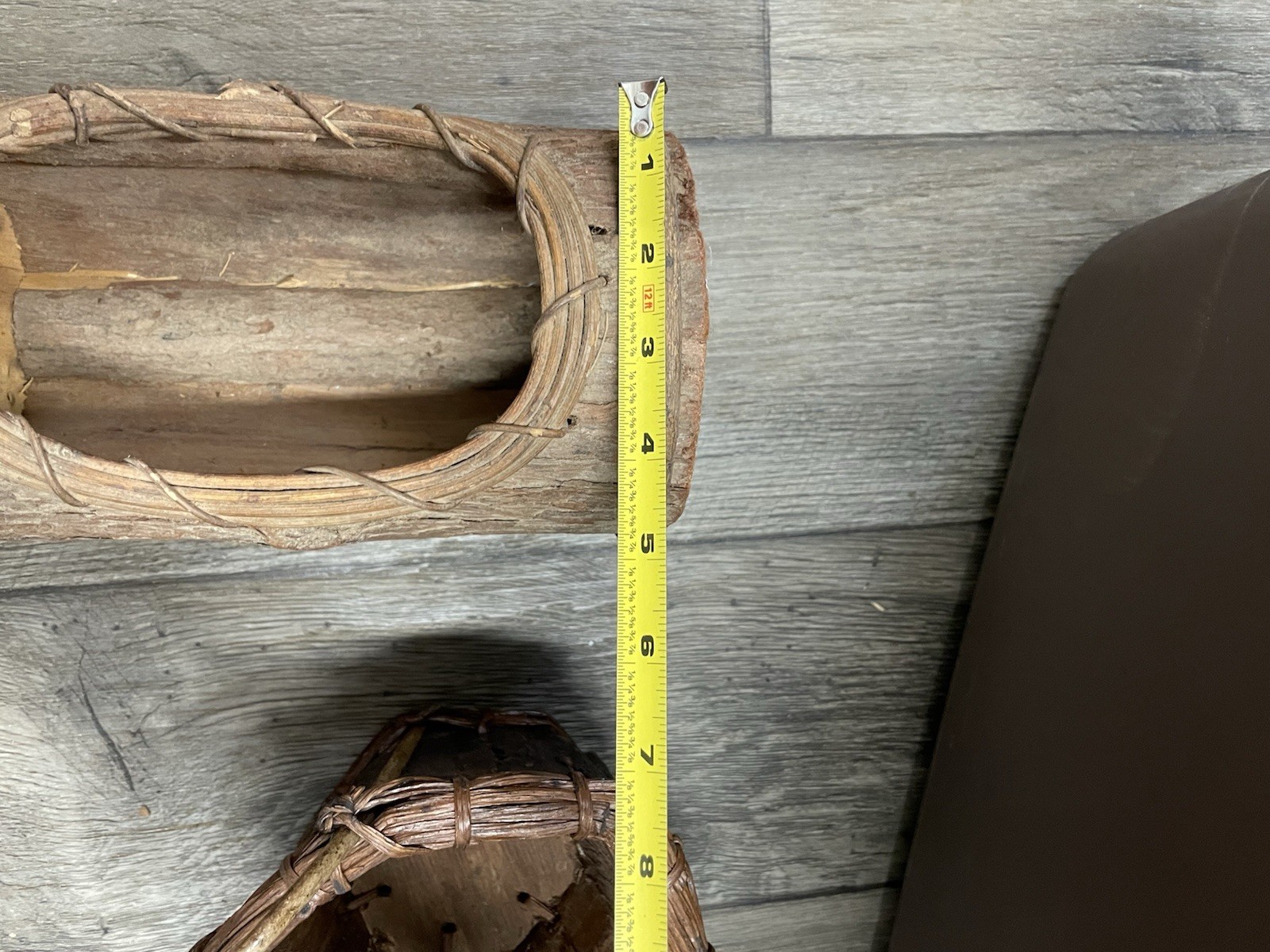 Handmade Baskets Rustic Lot Of 2 Tree Bark & Vine Brown 2 Sizes
