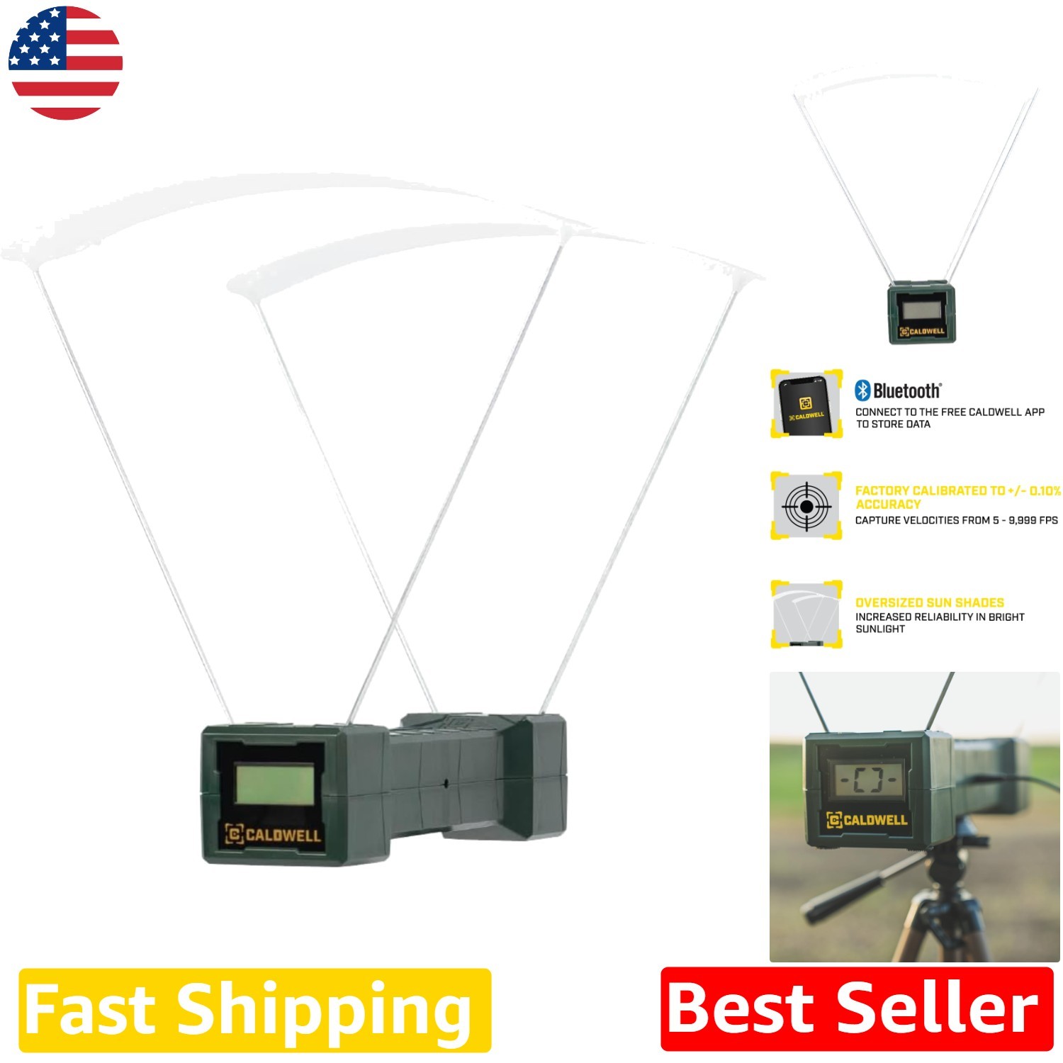 Ballistic Chronograph 2.0: Bluetooth, Large LCD, Sun Shades, Accurate FPS/MPS