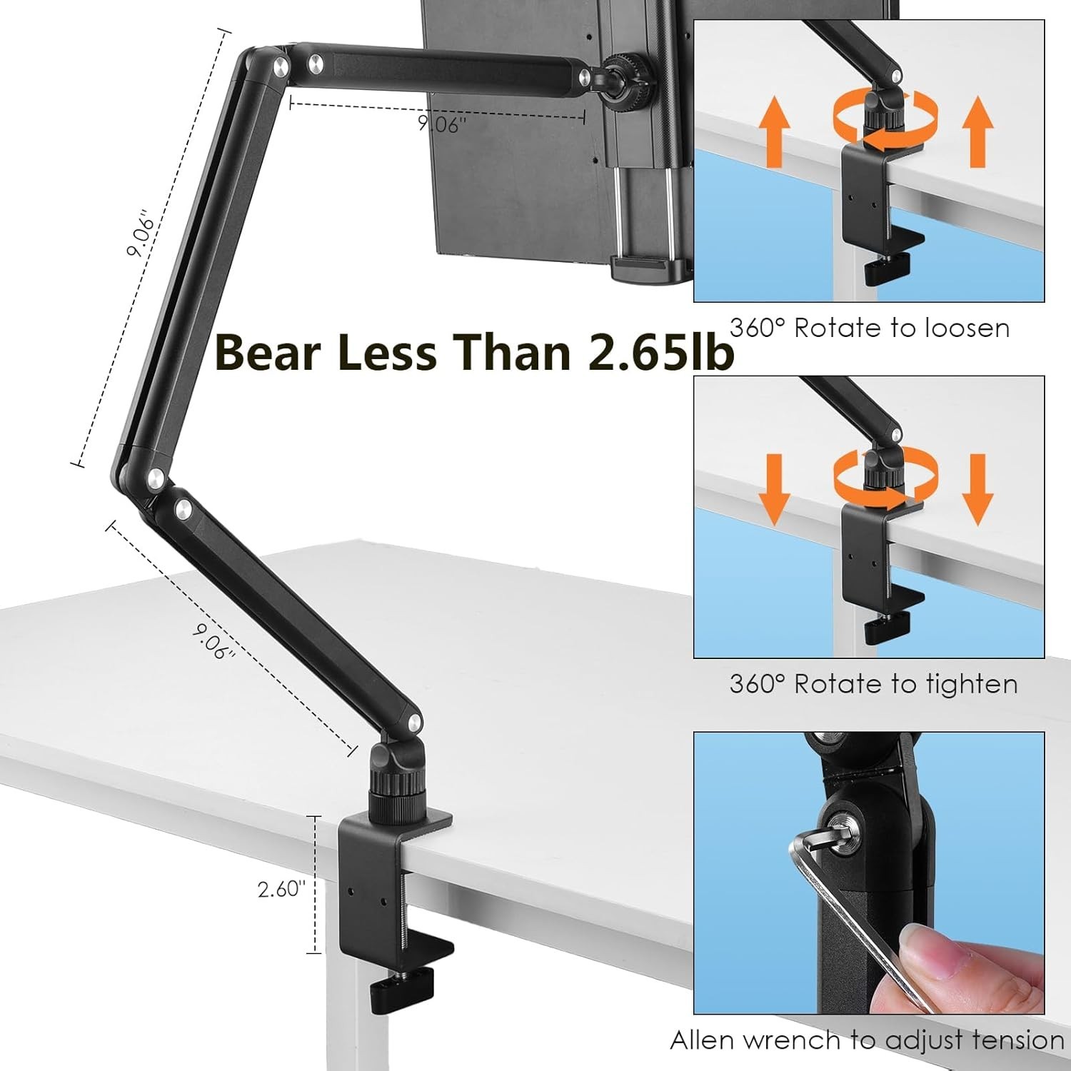 Phone Tablet Holder Stand Bed Desk Mount for IPhone IPad Adjustable 360 Rotation