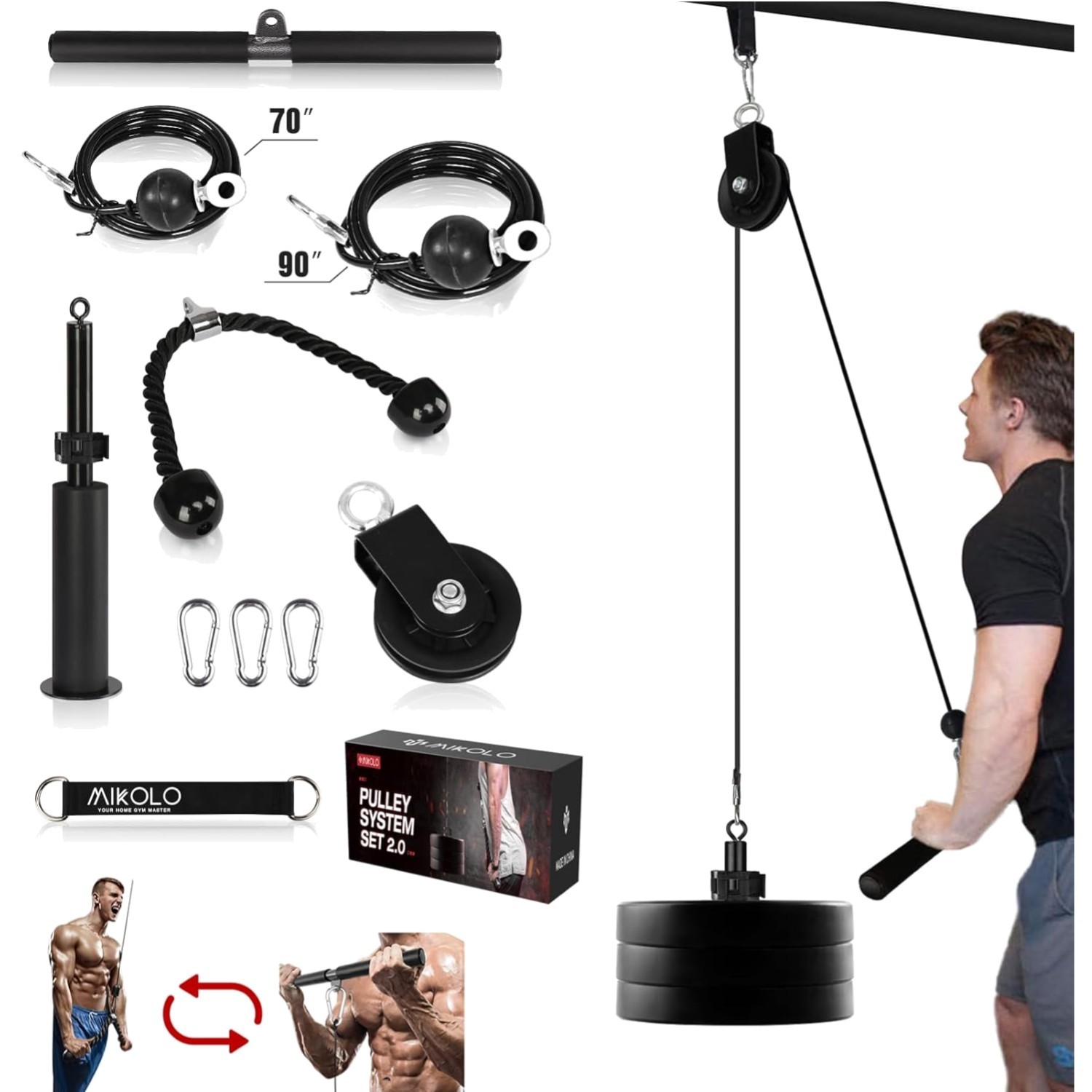 Compact Home Gym Equipment with Detachable Handles
