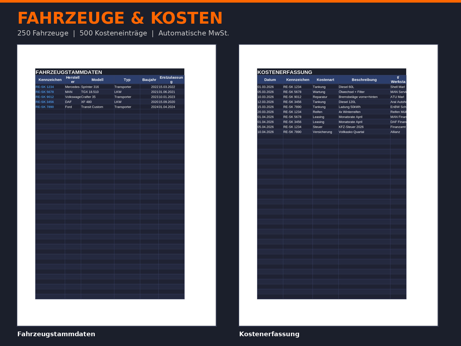 Vehicle Management Fleet Software Excel | Freight Forwarding Fleet Management TÜV