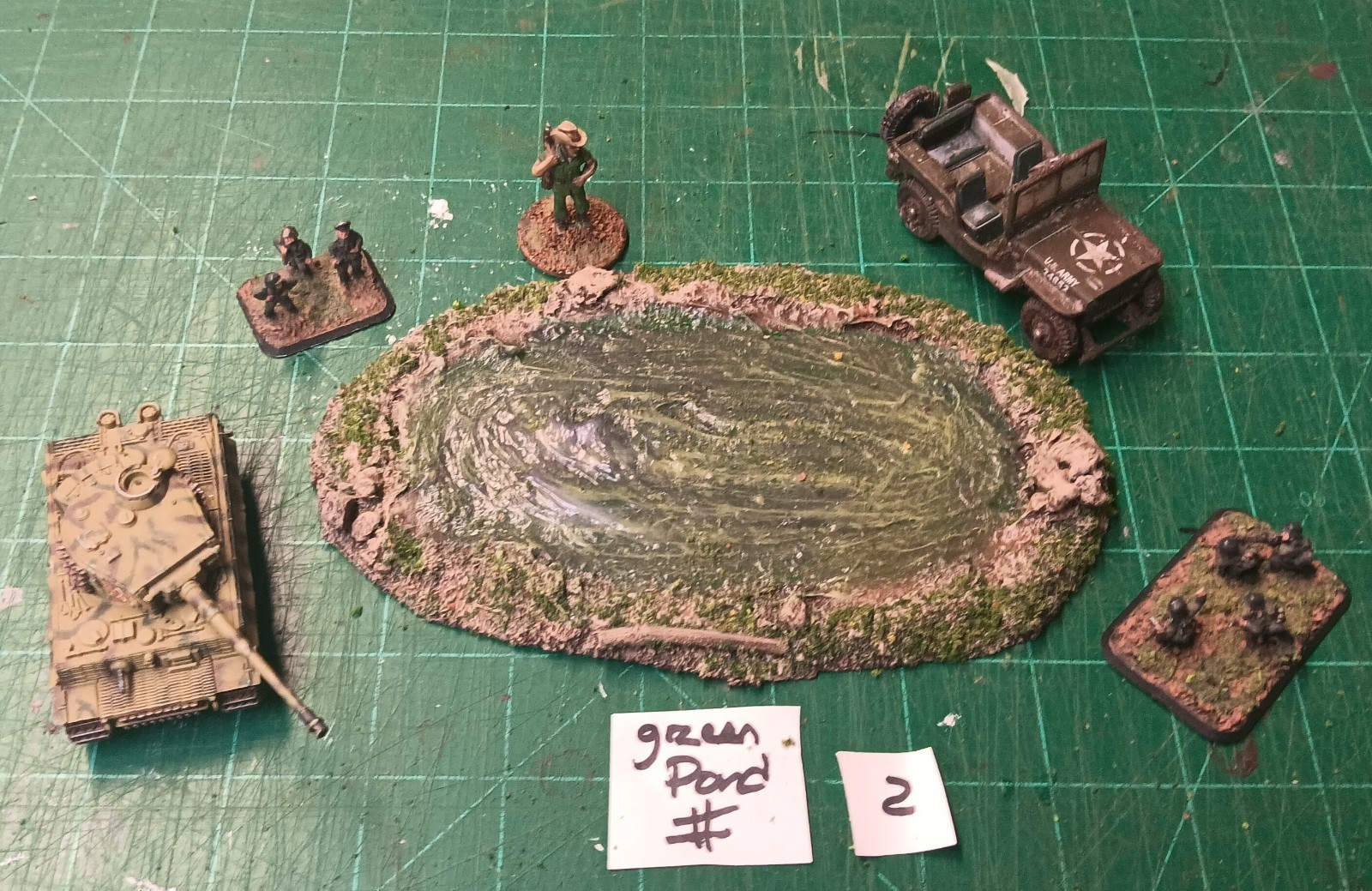 28mm 15mm Warhammer 40k,Bolt action FOW WW2 wargaming Green pond #2