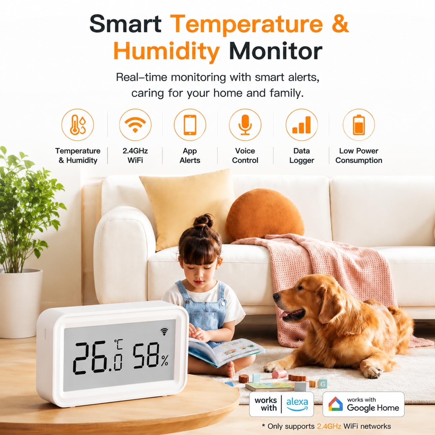 Smart WiFi Temperature Humidity Sensor: Wireless Hygrometer Thermometer with ...